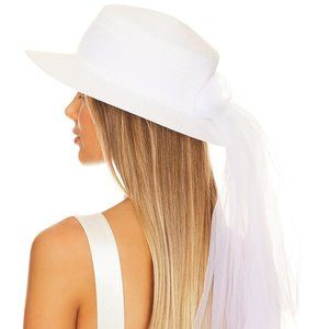 Revolve Lovers and Friends Bridal Bow Hat in White